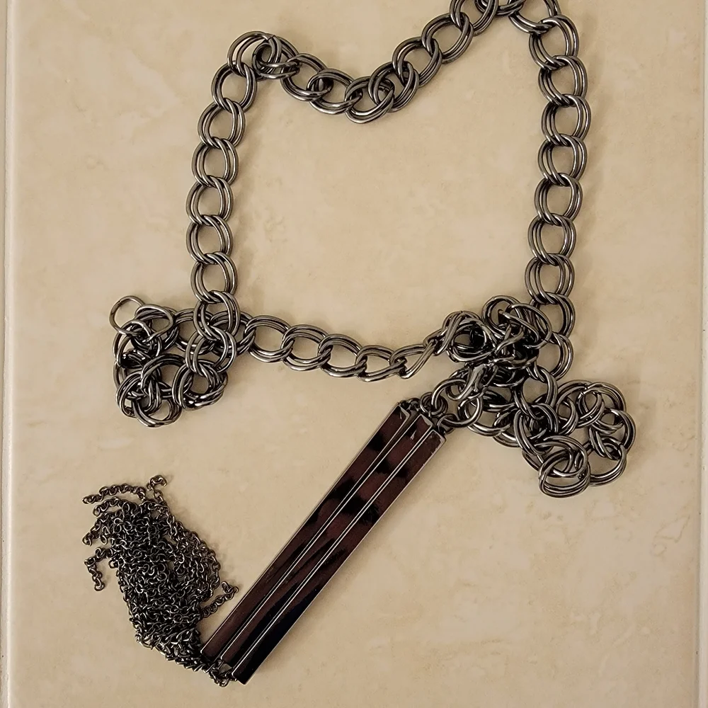 Banana Republic Sheer Button-Up Shirt + Necklace - Picture 4 of 5